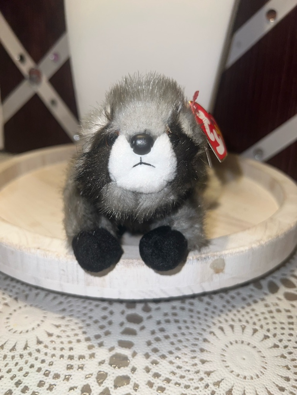 Ty Gray and Black Raccoon Plush Small Pet Toy October 20 2004